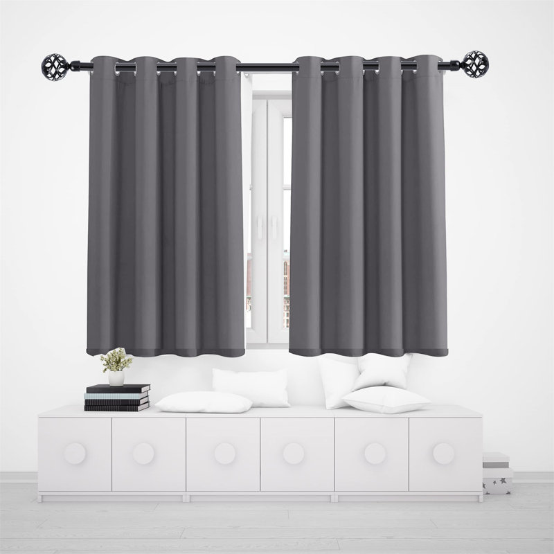 Jerold Satin Black Stainless Steel Adjustable 78cm to Single Curtain Pole, Satin Black, 274cm W x 3cm D