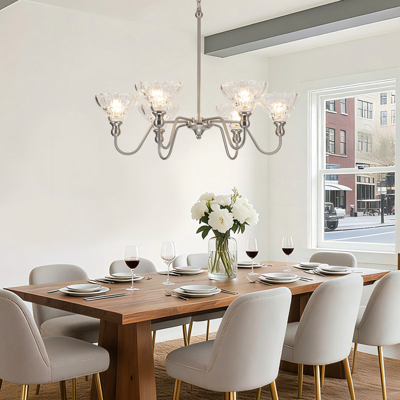  Luminaire suspendu rétro à 6 lumières pour îlot de cuisine Vintage, Nickel