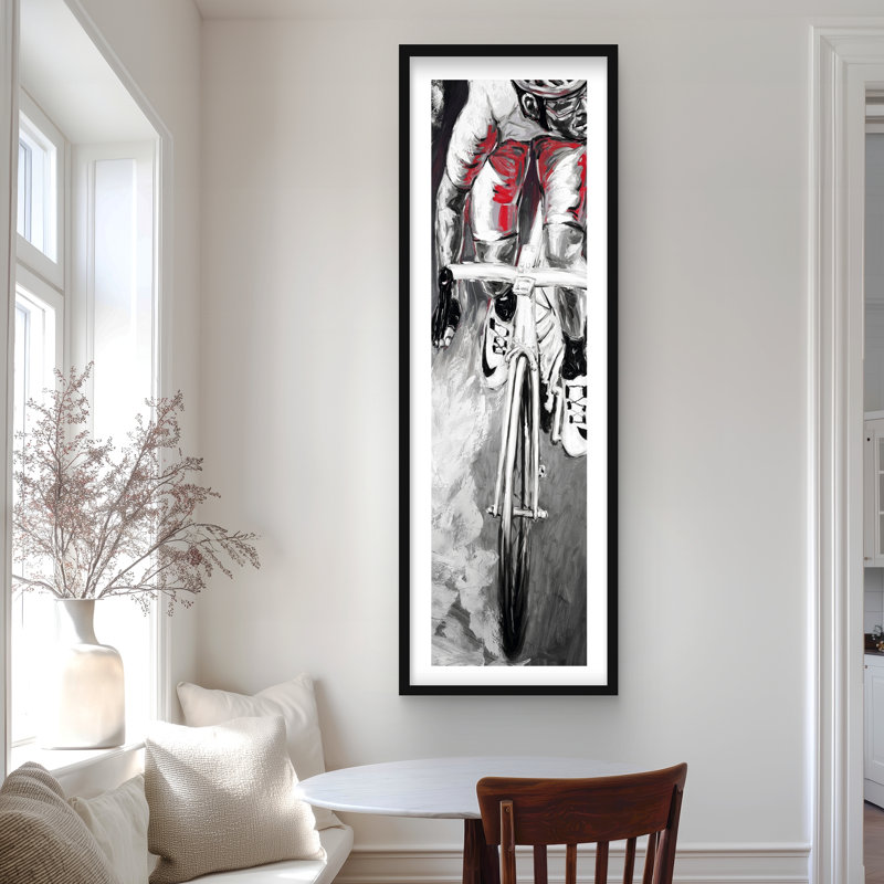Imprimé mat encadré de vélo de chambre rouge | Décoration intérieure