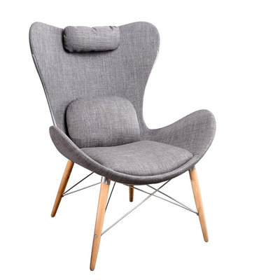 Accent moderne sans accoudoirs de 32,09 po de large Liko, accent gris