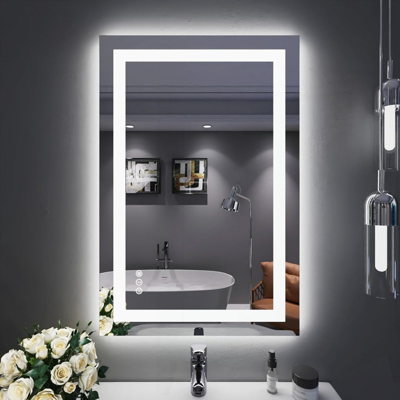 Miroir de salle de bain 24 po x 36 po IP54, 36 po x 24 po