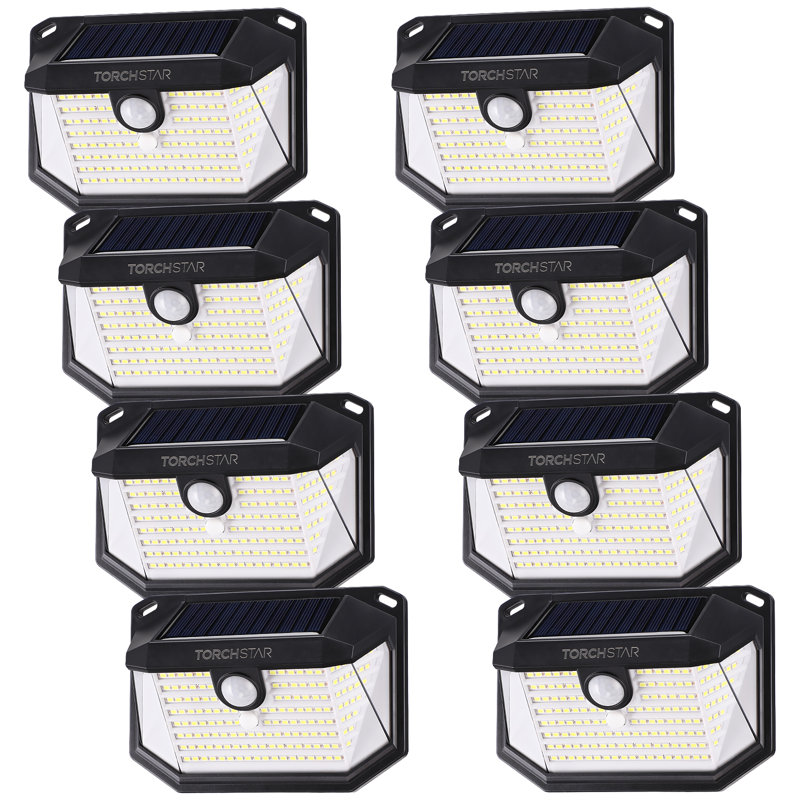 Polyvalent LED Solar Powered Motion Sensor Wall Light, Security Wall Lamps for Patio Garage Corridor, Black