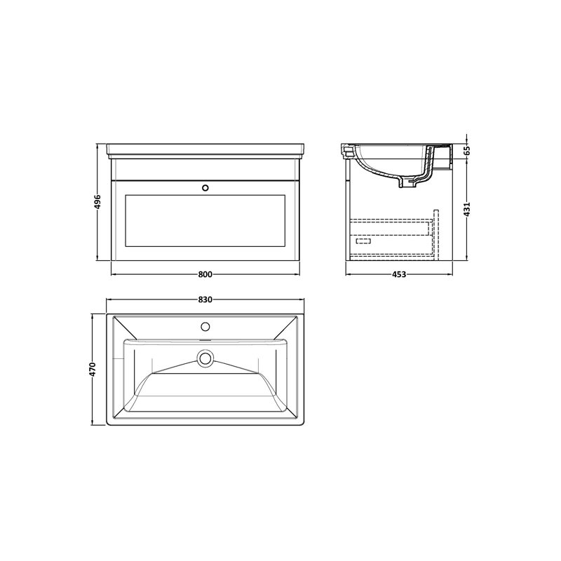 Classique 800mm Single Bathroom Vanity with Vanity Top, Satin White