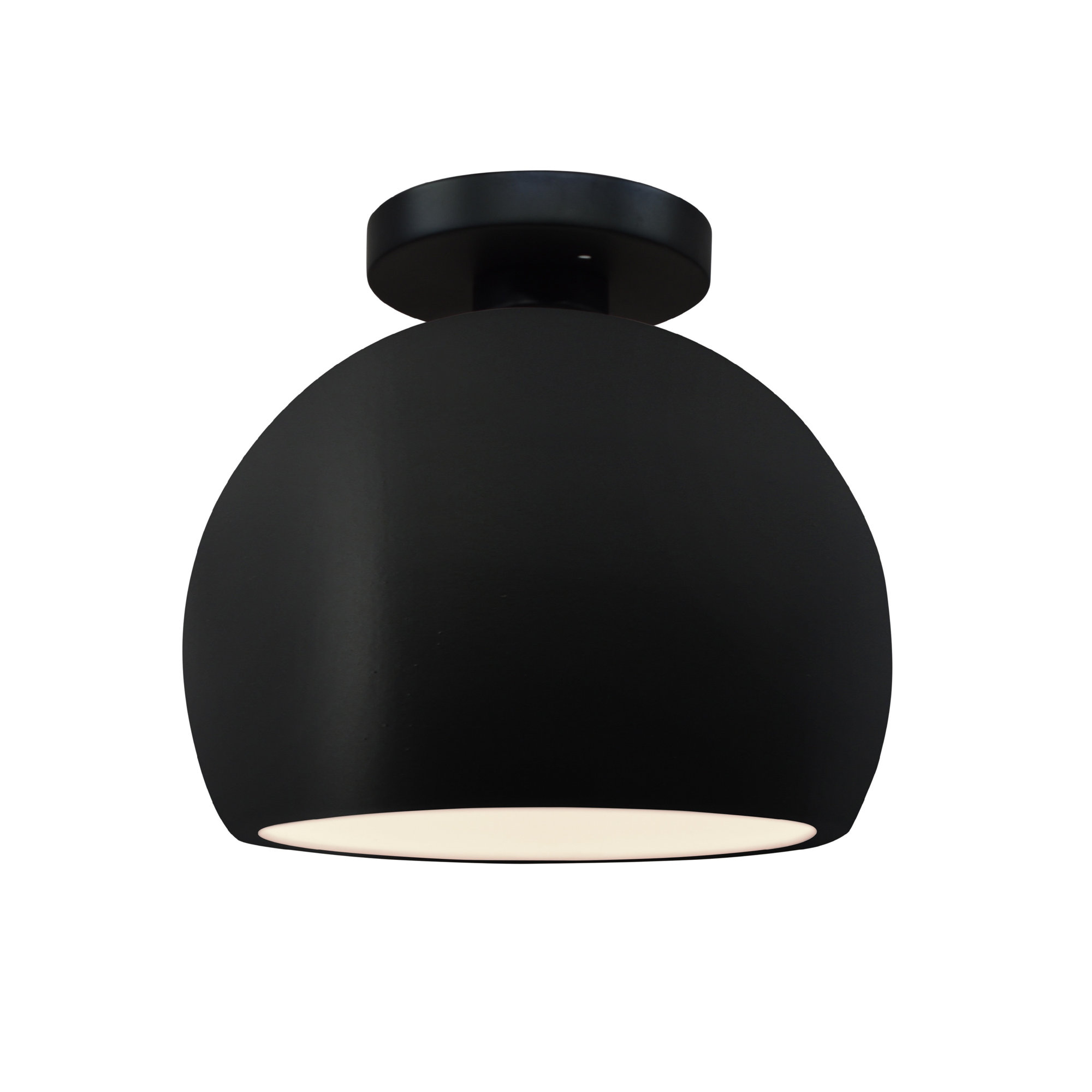 Single Light Ceramic LED Semi Flush Mount, 7" H x 7" W x 7" D, Carbon Matte Black, Matte Black