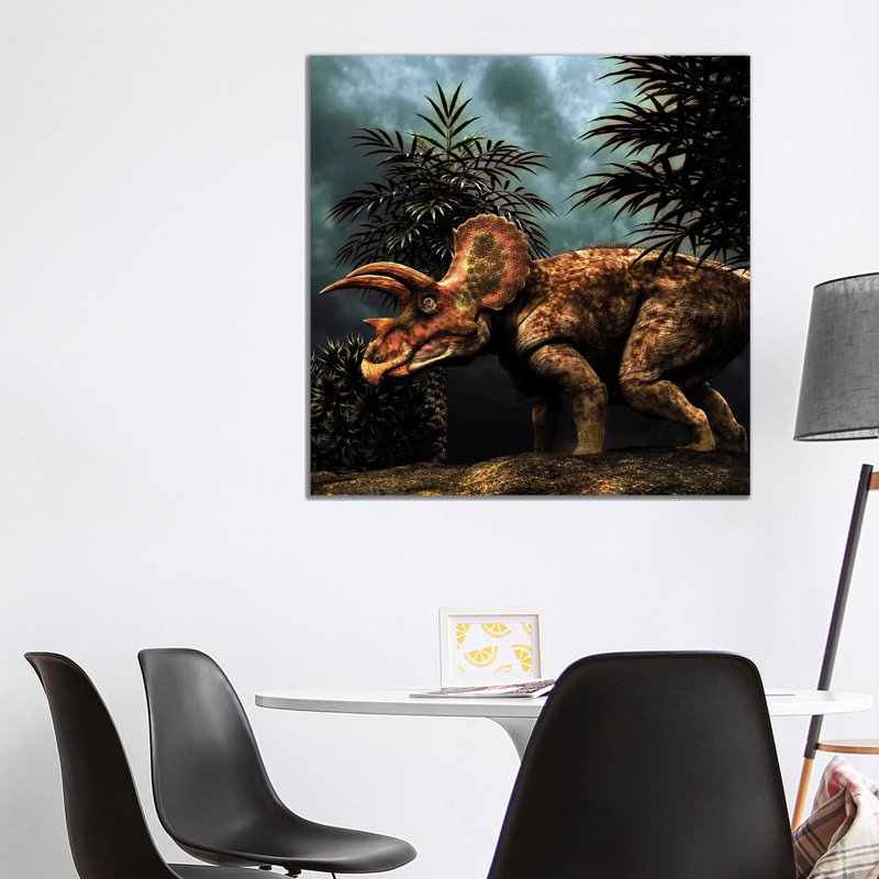 Triceratops Was A Herbivorous Dinosaur From The Cretaceous Period 1 Piece Wrapped Canvas Wall Art, 93.98cm H x 93.98cm W