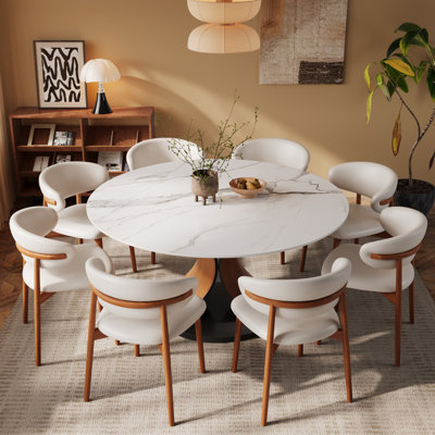 Ensemble de table de salle à manger pour 8 personnes avec chaises rembourrées
