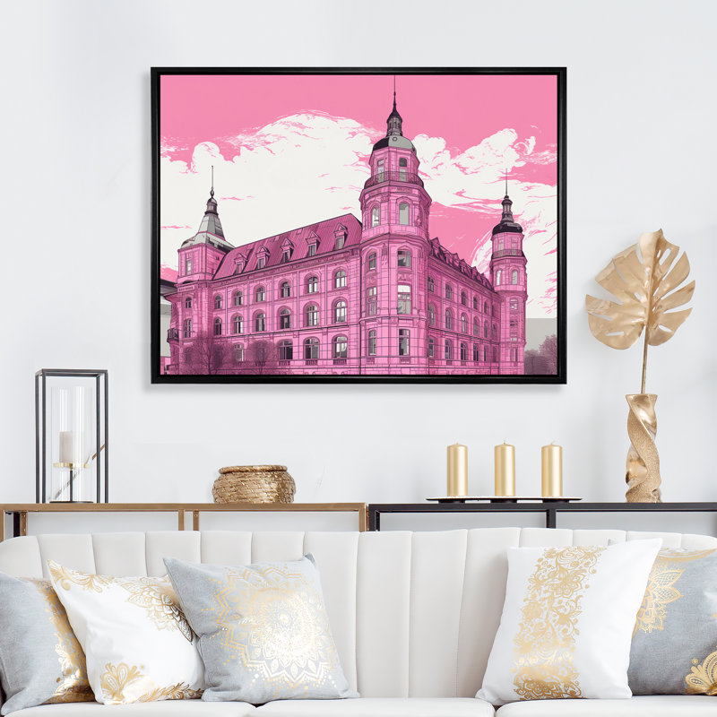 «Blue Blueprint of Classical London», reproduction sur toile, H 24 po x l 32 po x P 1 po, Cadre flottant noir