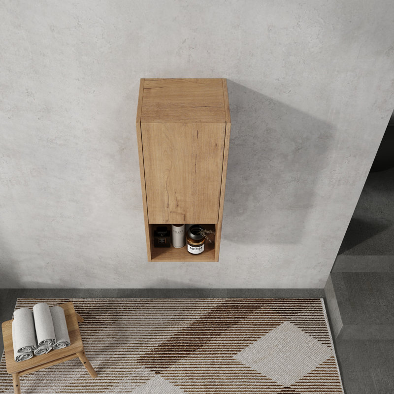 12" Bathroom Side Cabinet,Soft Close Doors,Float Mounting Design