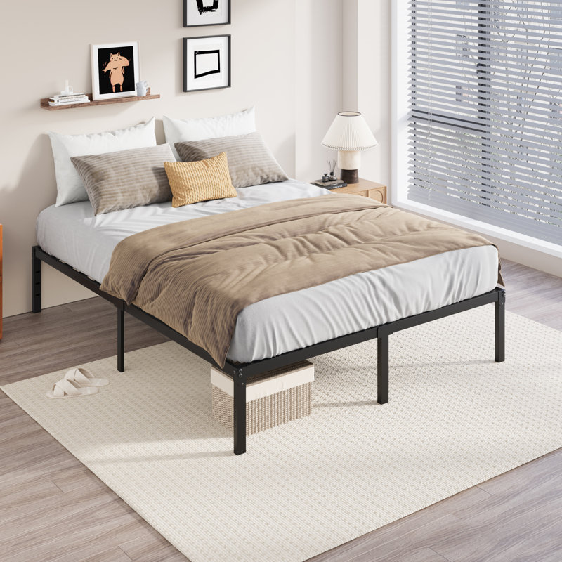 Modern Metal Bed Frame, No Box Spring Needed, Full