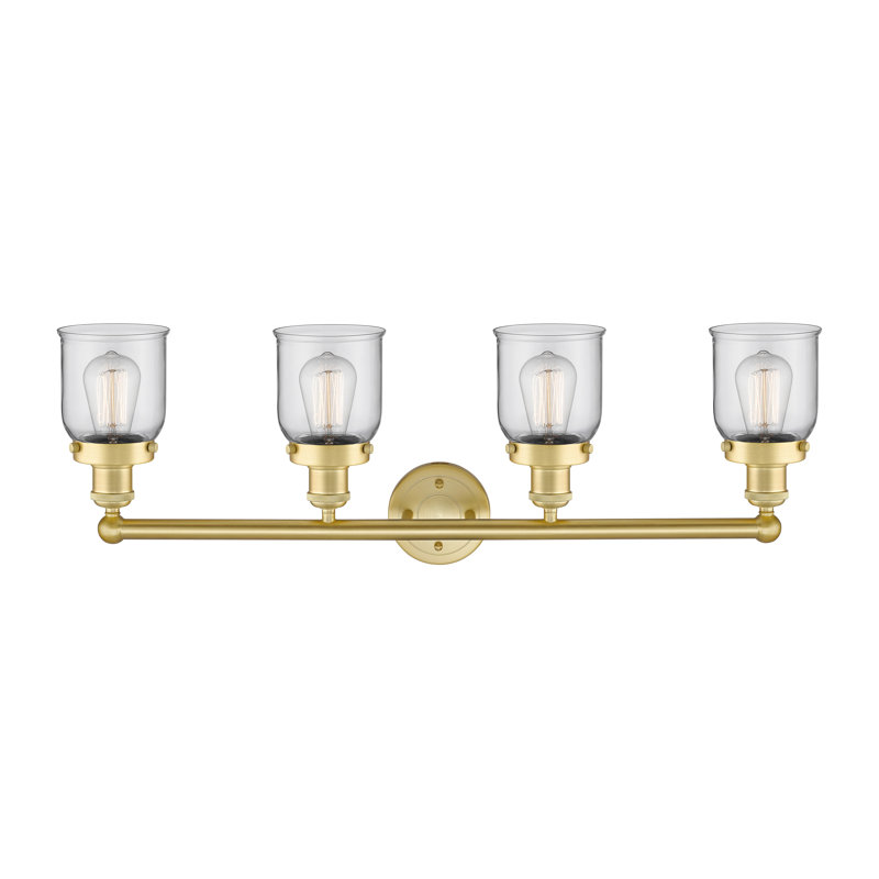 Éclairage pour meuble-lavabo à 4 lumières à intensité variable Asheton, Transparent, Or satiné