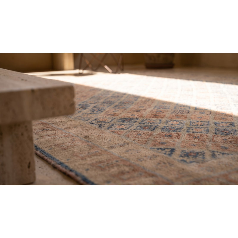 Stepped Tribal Geometric Diamond Design Antique Cotton Agra Rug