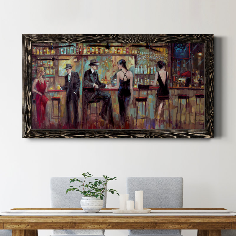 Happy Hour - Reproduction d'art textuel sur toile encadrée, Noir