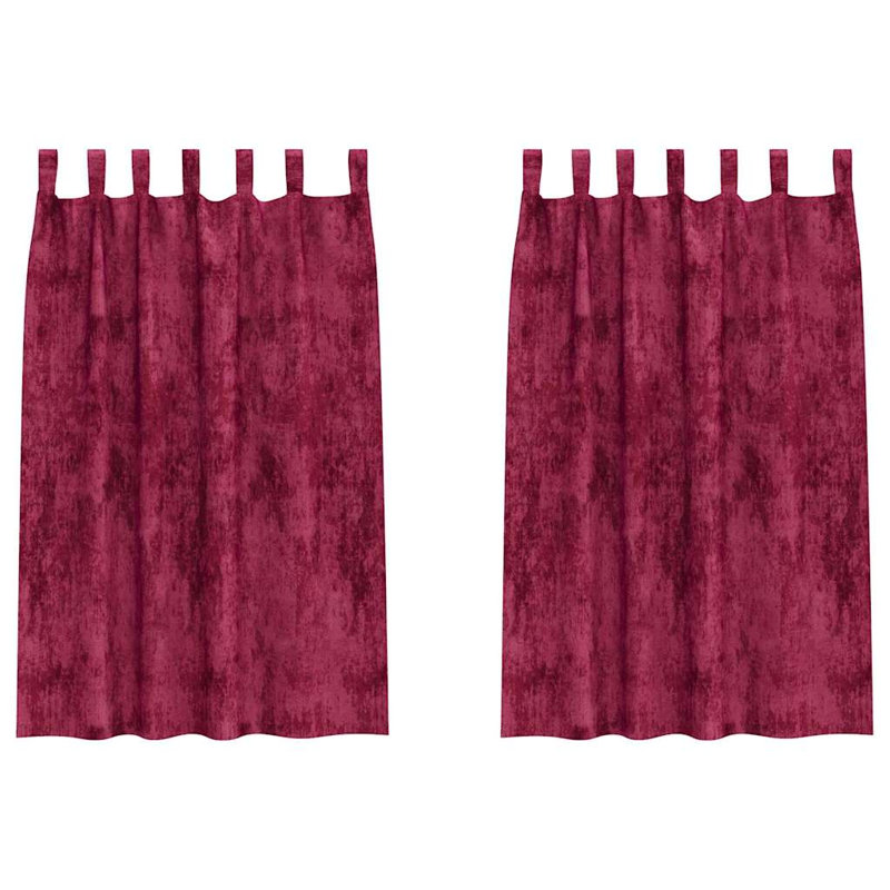 Alithia Velvet Room Darkening Curtain Pair, 140cm Width x 175cm Drop, Wine Red