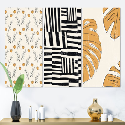 Retro Monochrometrie I - ensemble de 3 impressions sur toile tendue