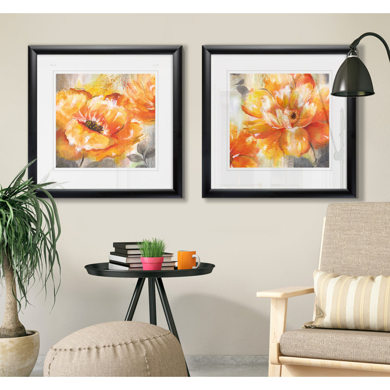 « orange broyage i », ensemble de 2 reproductions encadrées, Cadre noir