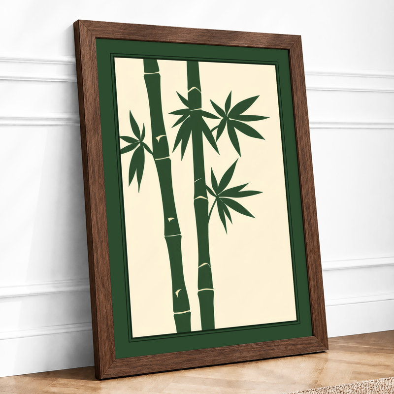 Bamboo Study Japandi - Framed Print, A2 - 59.4 x 42.0 cm, Walnut