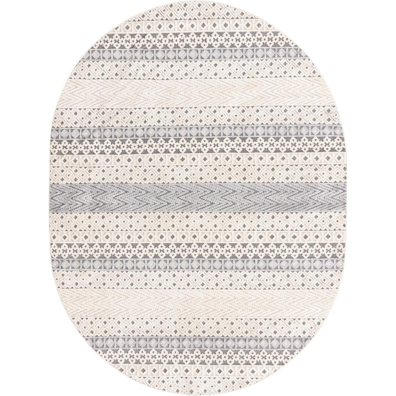 Tapis contemporain beige Britnie, Ovale 7 pi 10 po x 10 pi