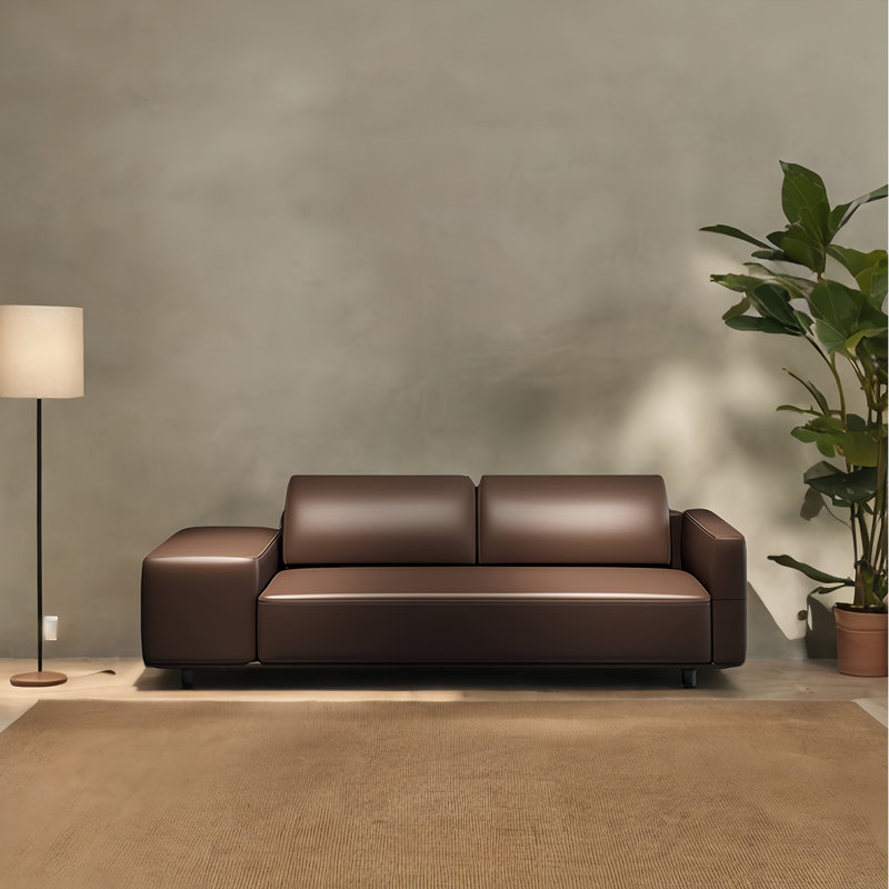 Banc rembourré en cuir, H 21,65 po x l 59,05 po x P 19,68 po, Café
