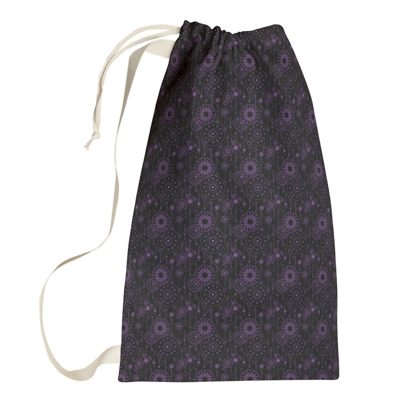 Leffel Fabric Laundry Bag with Handles, Large (76.5" H x 29.5" W x 1.5" D), Black/Purple