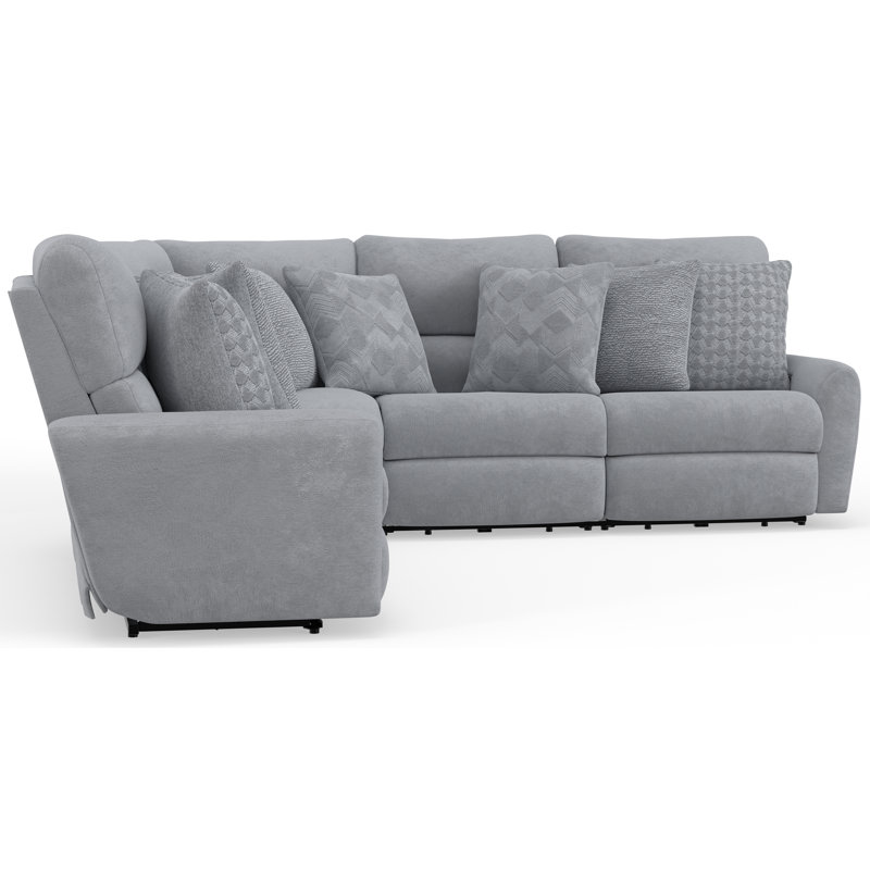 Julieza 3pc Deep Seating Power Reclining Sectional, Grey Polyester