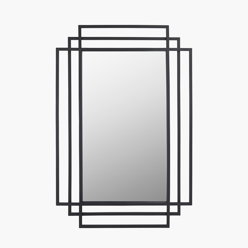 Iron Rectangle Wall Mirror, Black