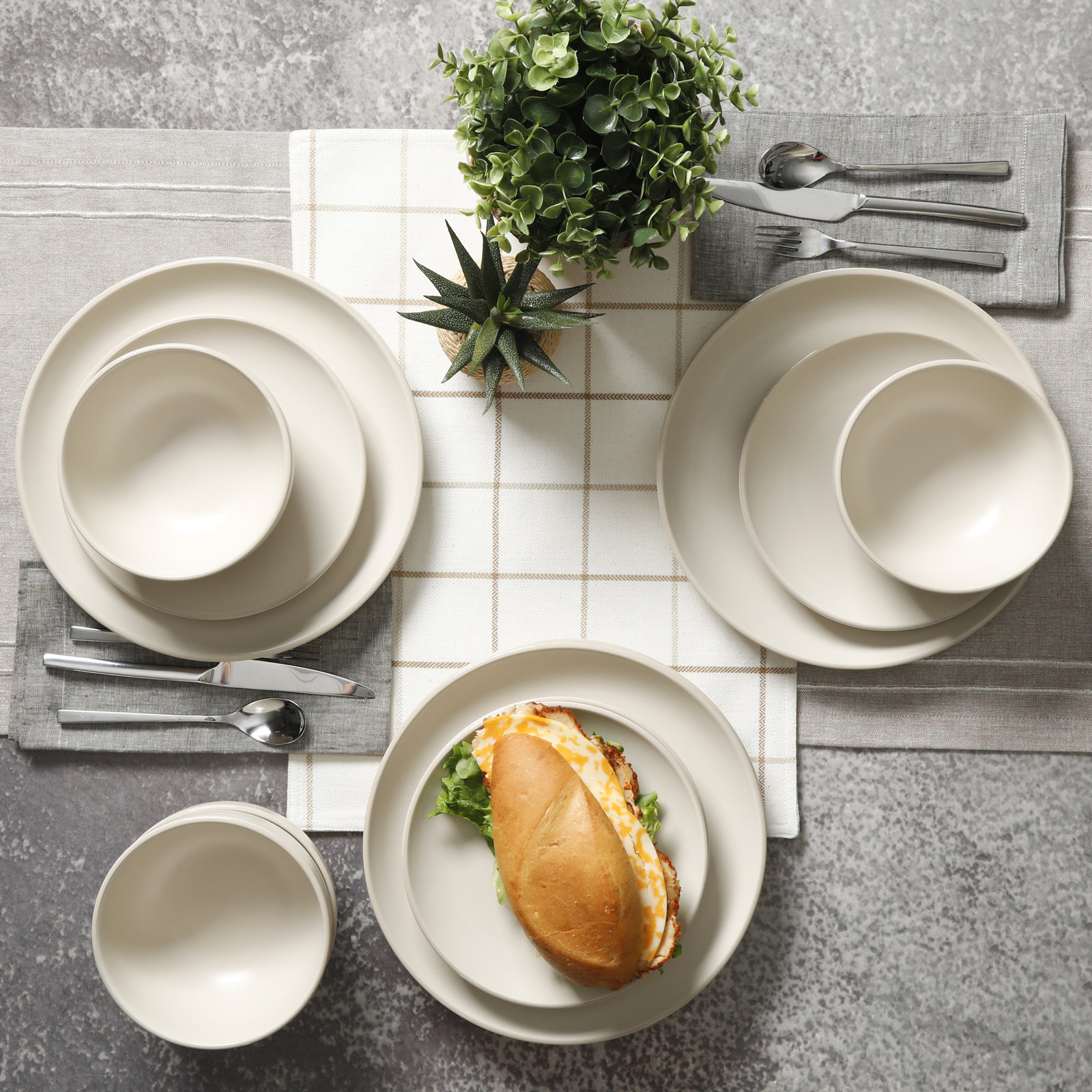 Rockaway Stoneware Dinnerware Set, Cream