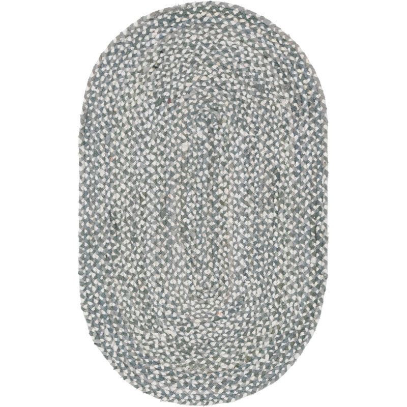 Tapis gris en coton tressé à la main Barlet, Ovale 3 pi 3 po x 5 pi 1 po