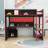 Deluxe Loft Bed with Workstation, Storage Shelves, LED Strips and Charging Station-703258444-703258435