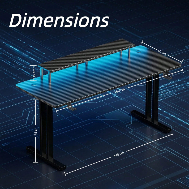 MDF Steel Computer Desk, 75cmH×160cmW×60cmD