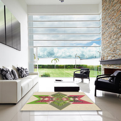 Washable Abstract Indoor Rug