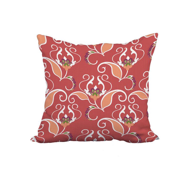 Coussin floral, 18 po x 18 po, Orange