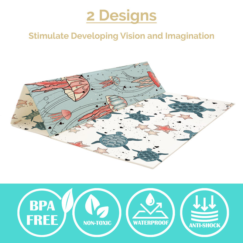 Large Seaside Foam Padded Play Mat with Waterproof Surface
