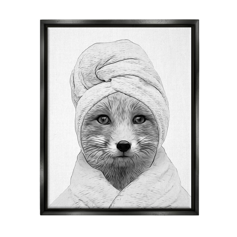 «Fox Peignoir» par Annalisa Latella, Cadre flottant noir de jais, H 21 po x l 17 po x P 1,7 po