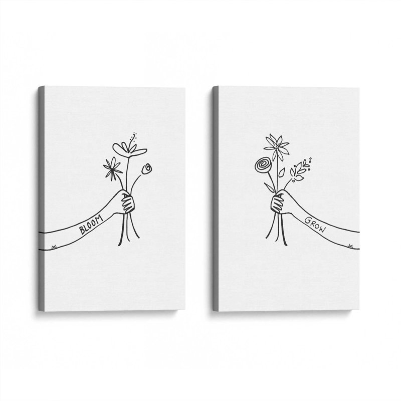 «Grow with Love», ensemble de 2 impressions, 48 po x 32 po, Toile tendue, Toile tendue