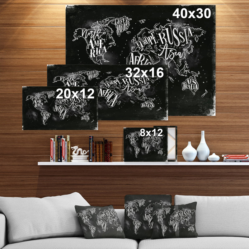 Carte du monde - impression sur toile, Toile tendue, H 30 po x l 40 po x 1,5 po