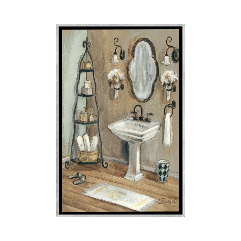 «French Bath I» par Silvia Vassileva - reproduction d'art, H 26 po x l 18 po x P 1,5 po, Toile avec cadre argenté, Aucun mat