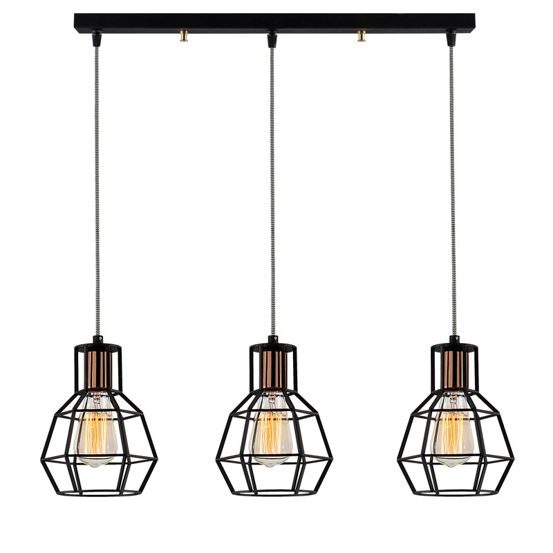 Luminaire suspendu géométrique à 3 lumières pour îlot de cuisine Daventry