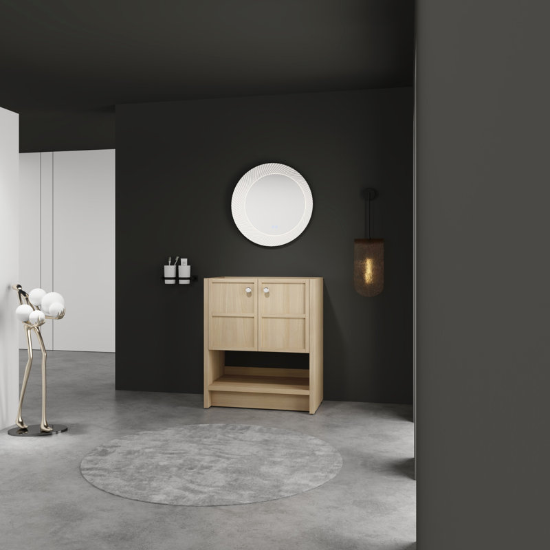 Meuble-lavabo autoportant, 2 portes à fermeture douce, chêne, contreplaqué (excluant l'évier), meuble-lavabo, 29"