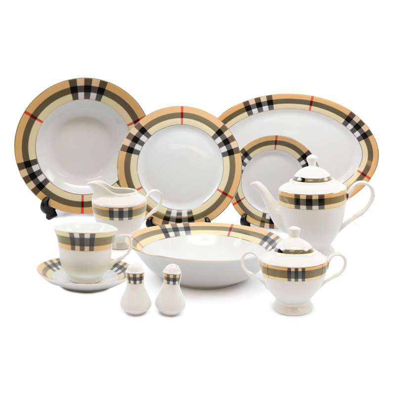 Antonietta Porcelain China Dinnerware Set 49 Piece - Service for 8