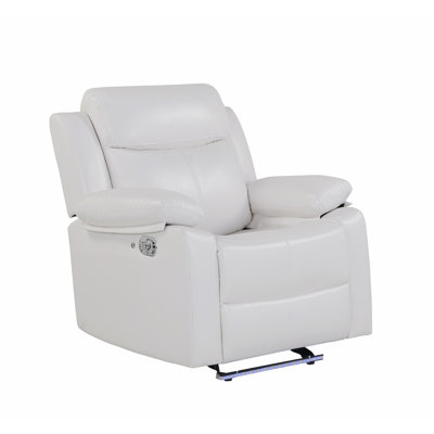 Blanche White Glider Recliner With LED Light