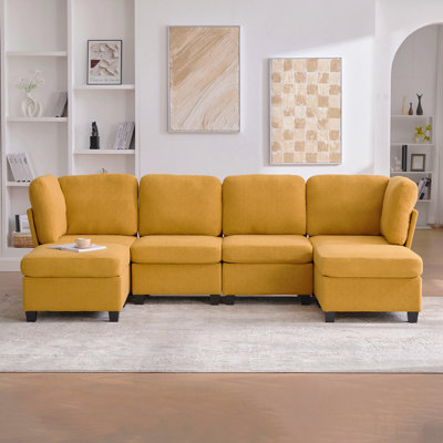 Canapé modulaire United We Win: canapé modulaire convertible à 6 places avec méridienne, canapé modulaire surdimensionné en forme de U avec repose-pieds avec rangement