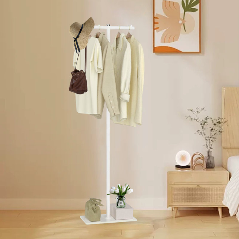 Coat Rack Freestanding With Rock Slab Base, White