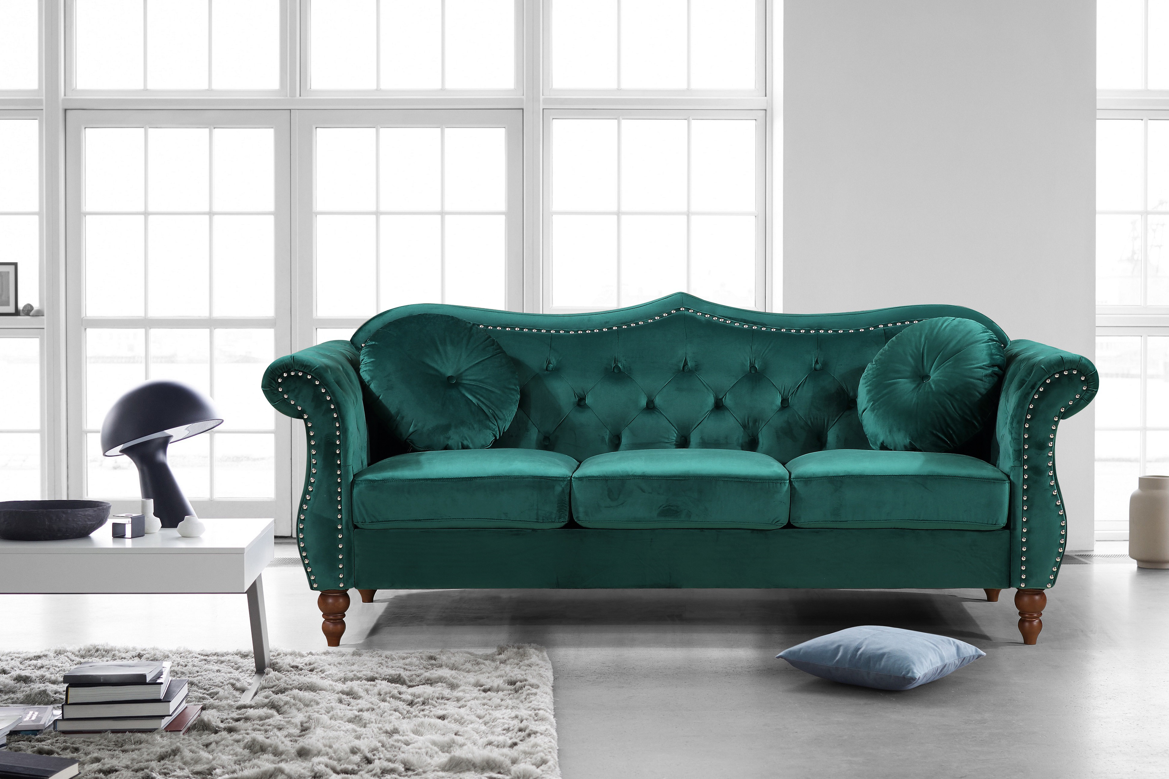 Rosdorf Park Evianna Velvet Rolled Arm Sofa & Reviews | Wayfair