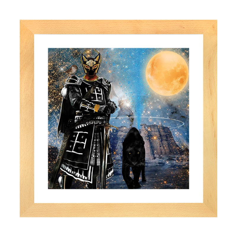 «Égyptien noir chevalier» par Yvonne Coleman Burney - impression d'art graphique, H 24 po x l 24 po x p 1 po, Blanc