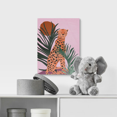 Décoration murale orange leopard pour enfants