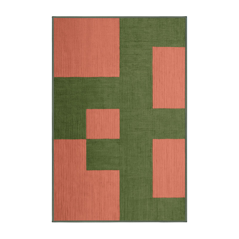 Tapis botanique brun lavable à la machine, Rectangle 7 pi x 9 pi