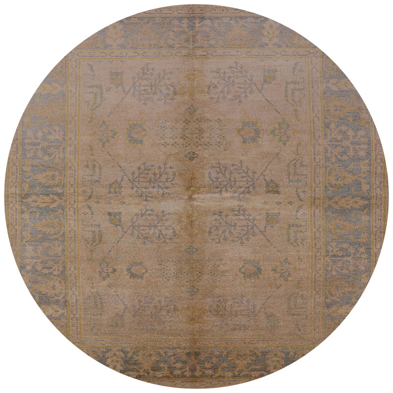 Tapis à motif oriental brun clair, Rond 8 pi