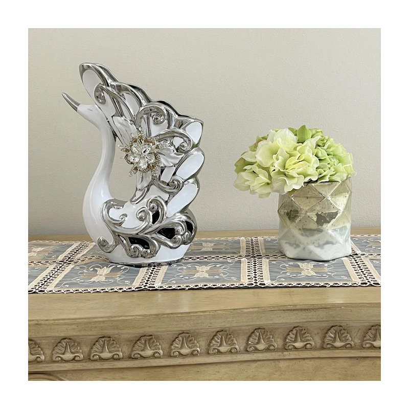 Vase Swan Bling, Argent argent