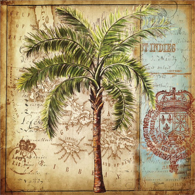«Antique Nautical Palms II» par Tre Sorelle Studios, art mural encadré