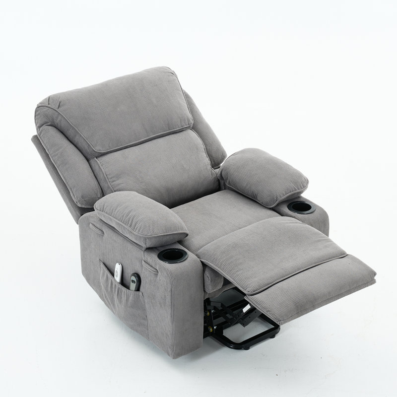 Fauteuil inclinable gris à télécommande chauffant et chauffant pour massage pour personnes âgées, Gris